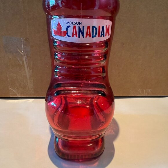 Molson Canadian Beer Glass Red Mug Ice Hockey Skate Boot Collectible 24oz - Picture 1 of 8